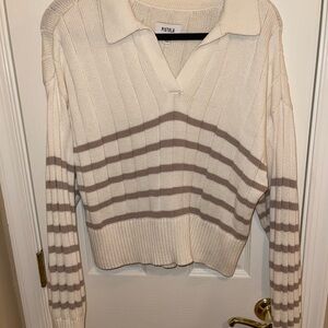 Pistola Cream and Tan V-Neck Sweater